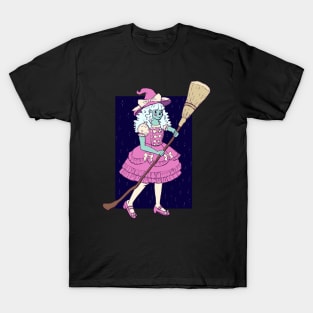 Pink Lolita Witch print T-Shirt